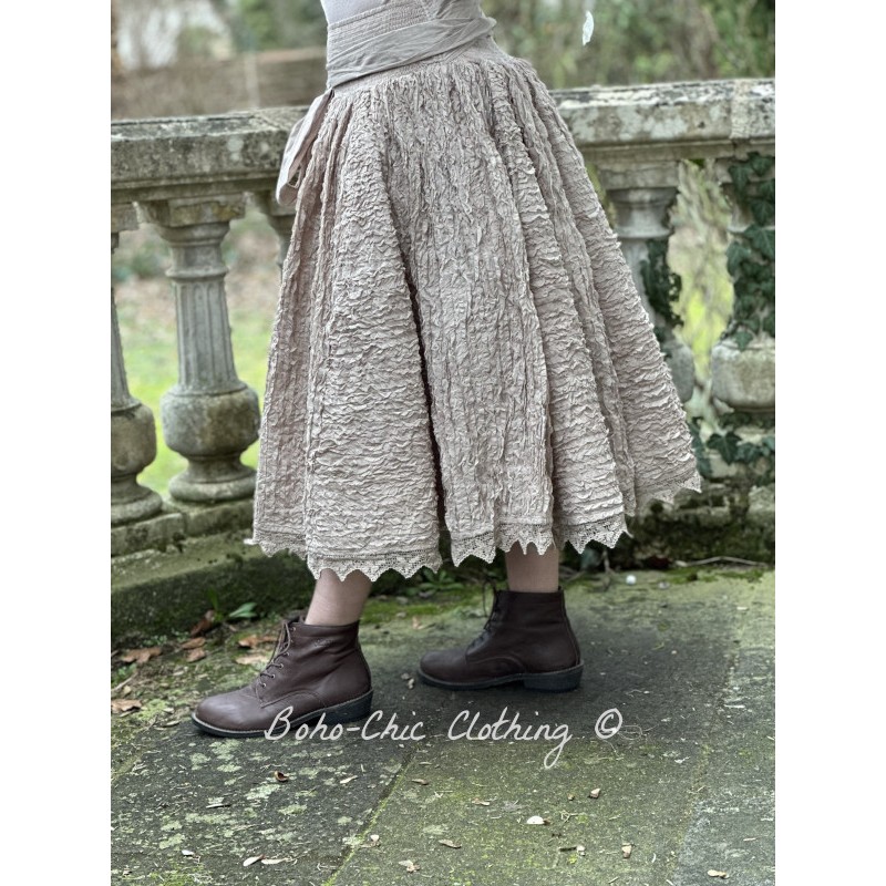 skirt 22189 AXELINA Pearl grey flounce organdie - Boho-Chic Clothing