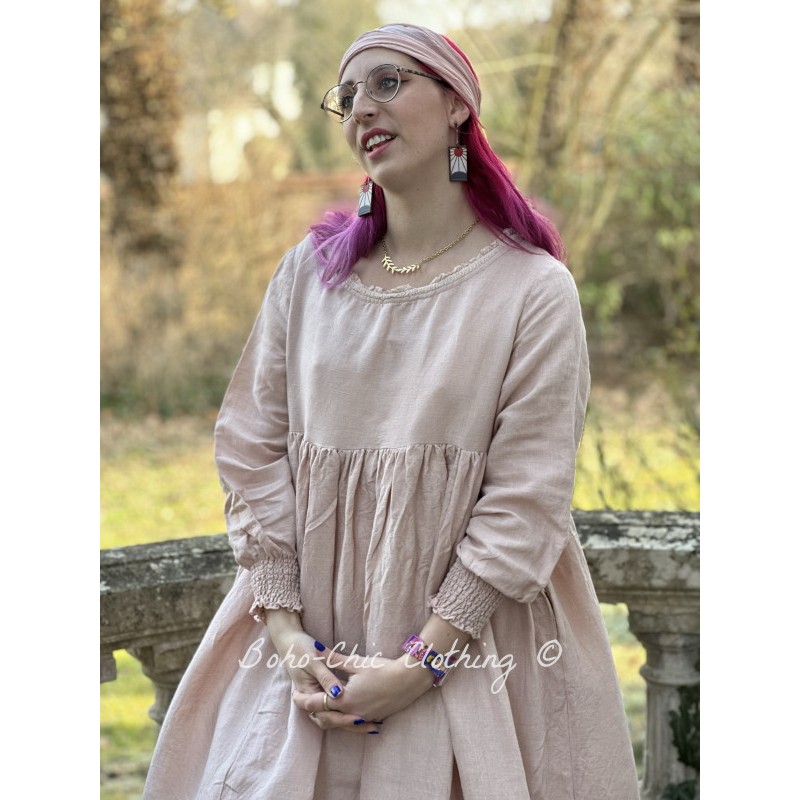 dress ELISE Candy pink linen - Boho-Chic Clothing